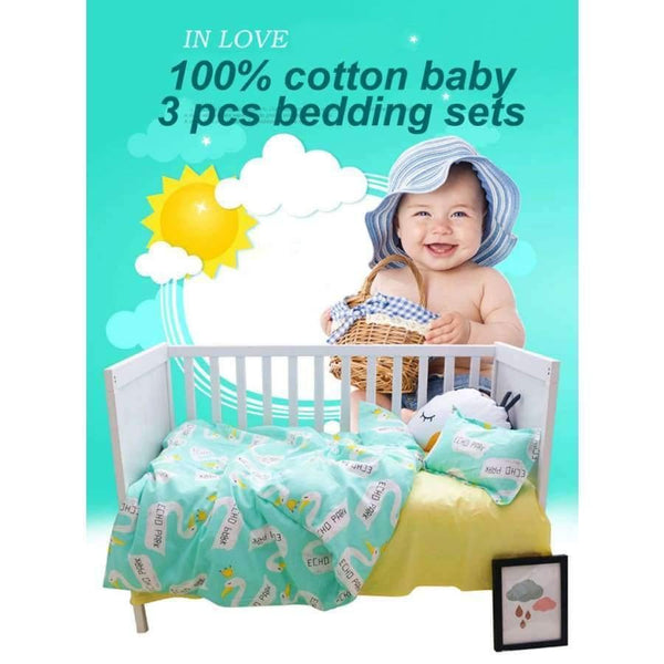 Planet Gates 3Pcs Baby Bedding Set Cotton Crib Sets Baby Cot Set Including Duvet Cover +Pillowcase +Flat Sheet Kindergarten bedding Sets