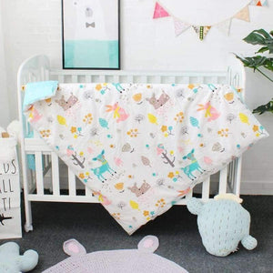 Planet Gates 3Pcs Baby Bedding Set Pure Cotton Cartoon Pattern Crib Bed Linen Kit Include Pillowcase Flat Sheet Duvet Cover Without Filler