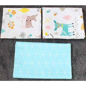 Planet Gates 3Pcs Baby Bedding Set Pure Cotton Cartoon Pattern Crib Bed Linen Kit Include Pillowcase Flat Sheet Duvet Cover Without Filler