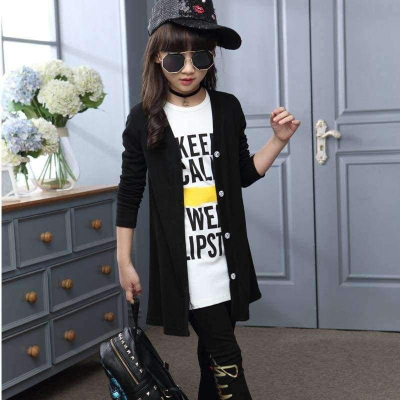 Planet Gates 3pcs Children Girls Clothing Sets Autumn Teenage Girls Sport Suit School Kids Clothes Tracksuit Long Coat Leggings Girls Clothes