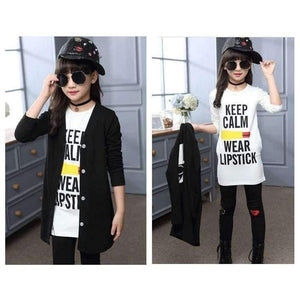 Planet Gates 3pcs Children Girls Clothing Sets Autumn Teenage Girls Sport Suit School Kids Clothes Tracksuit Long Coat Leggings Girls Clothes