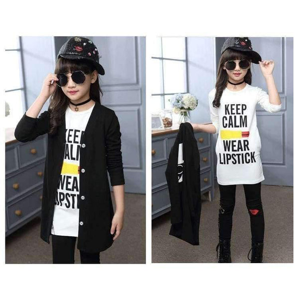 Planet Gates 3pcs Children Girls Clothing Sets Autumn Teenage Girls Sport Suit School Kids Clothes Tracksuit Long Coat Leggings Girls Clothes