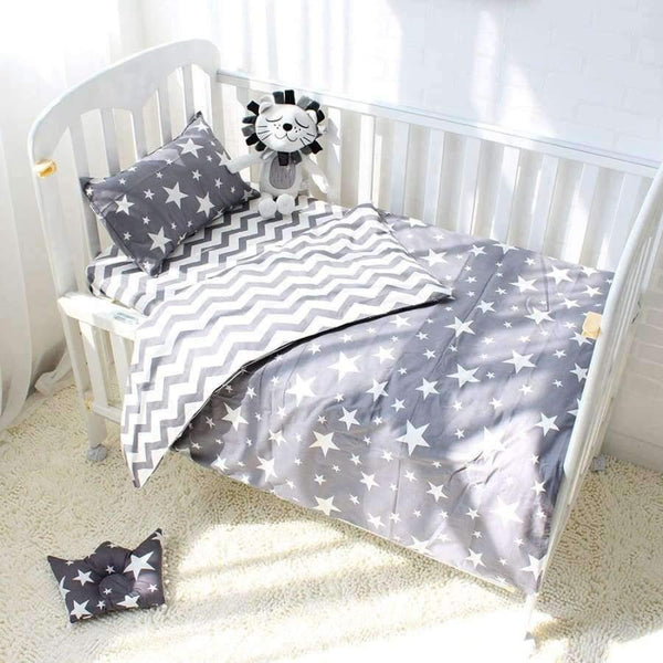 Planet Gates 3Pcs Cotton Crib Bed Linen Kit For Boy Girl Cartoon Baby Bedding Set Includes Pillowcase Bed Sheet Duvet Cover Without Filler