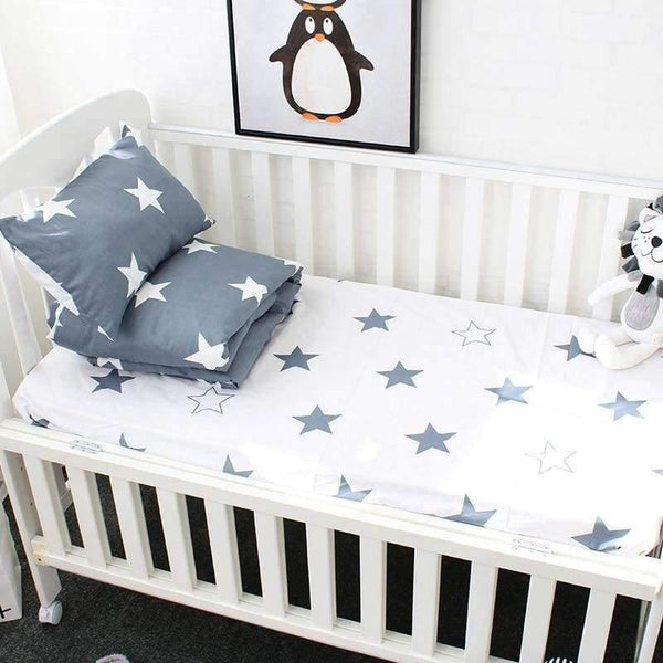 Planet Gates 3Pcs Cotton Crib Bed Linen Kit For Boy Girl Cartoon Baby Bedding Set Includes Pillowcase Bed Sheet Duvet Cover Without Filler