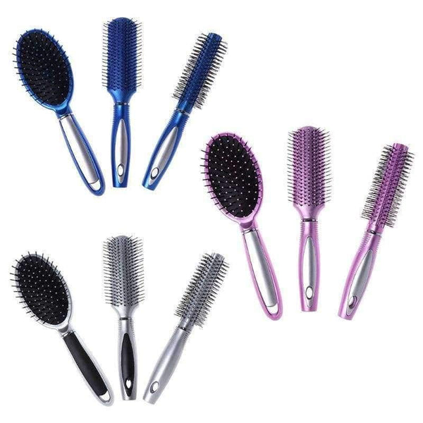 Planet Gates 3Pcs Hair Massage Brush Styling Hairdressing Comb Set Salon curly Dressing Brush Hair Care Styling Tools Pink Silver Blue