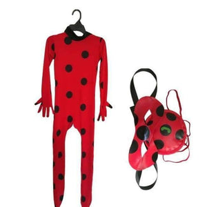 Planet Gates 3Pcs LadyBug Costume / S Fantasia Spandex Ladybug Miraculous Costumes kids Adult cosplay party bag girls children lady bug Zentai Suit halloween costume