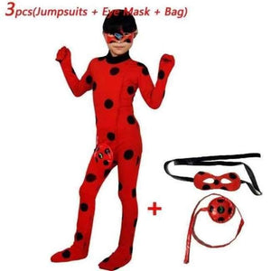 Planet Gates 3Pcs LadyBug Costume / S Kids Miraculous Ladybug Wig Bag Children Girls Adult Woman Ladybug Miraculous Costumes Lady Bug Zentai Suit Halloween Costumes
