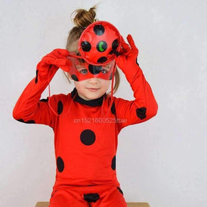 Planet Gates 3pcs Ladybug / S Ladybug Cosplay Costumes 3 PCS Ladybug Jumpsuit Mask Bag for Kids and Adult Full Lycra Suit Lady Bug Kids Halloween