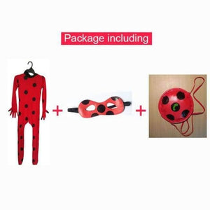 Planet Gates 3pcs Ladybug / S Ladybug Cosplay Costumes 3 PCS Ladybug Jumpsuit Mask Bag for Kids and Adult Full Lycra Suit Lady Bug Kids Halloween