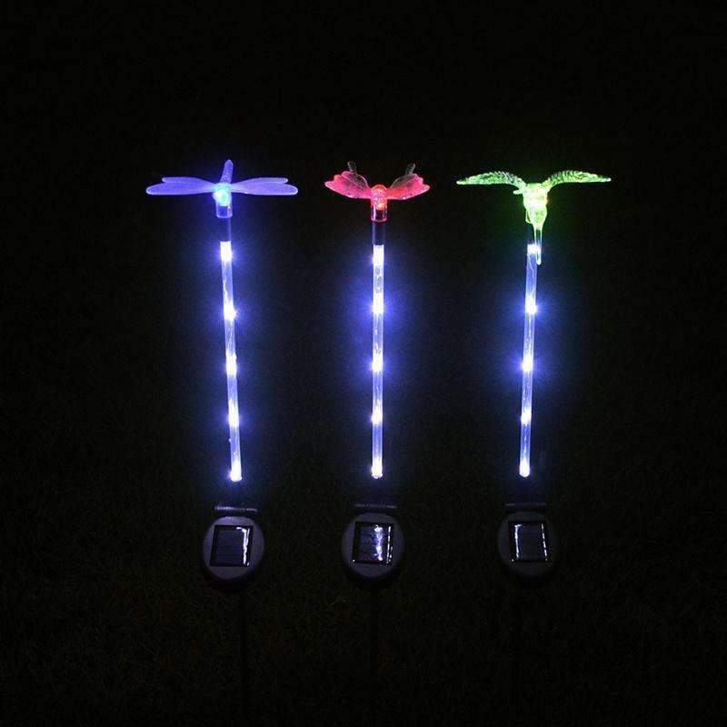 Planet Gates 3pcs LED solar lawn lamp garden decorative lights 6LED pole light dragonfly / hummingbird / butterfly outdoor lighting