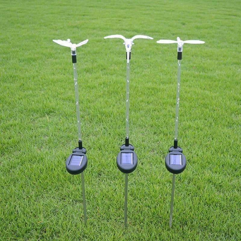 Planet Gates 3pcs LED solar lawn lamp garden decorative lights 6LED pole light dragonfly / hummingbird / butterfly outdoor lighting