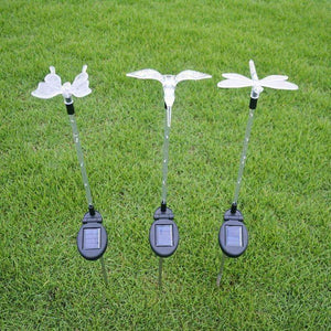 Planet Gates 3pcs LED solar lawn lamp garden decorative lights 6LED pole light dragonfly / hummingbird / butterfly outdoor lighting