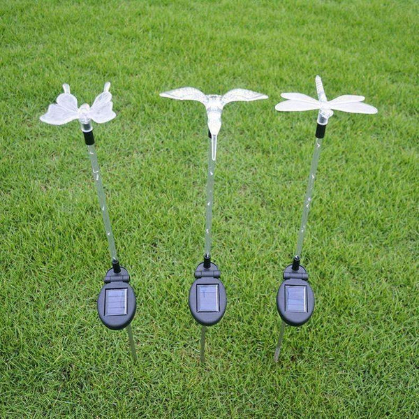 Planet Gates 3pcs LED solar lawn lamp garden decorative lights 6LED pole light dragonfly / hummingbird / butterfly outdoor lighting