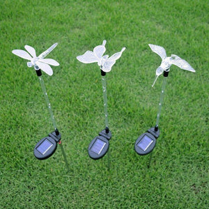 Planet Gates 3pcs LED solar lawn lamp garden decorative lights 6LED pole light dragonfly / hummingbird / butterfly outdoor lighting