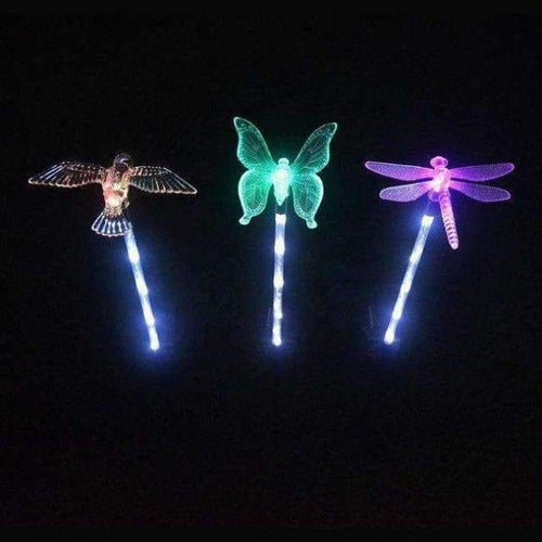 Planet Gates 3pcs LED solar lawn lamp garden decorative lights 6LED pole light dragonfly / hummingbird / butterfly outdoor lighting