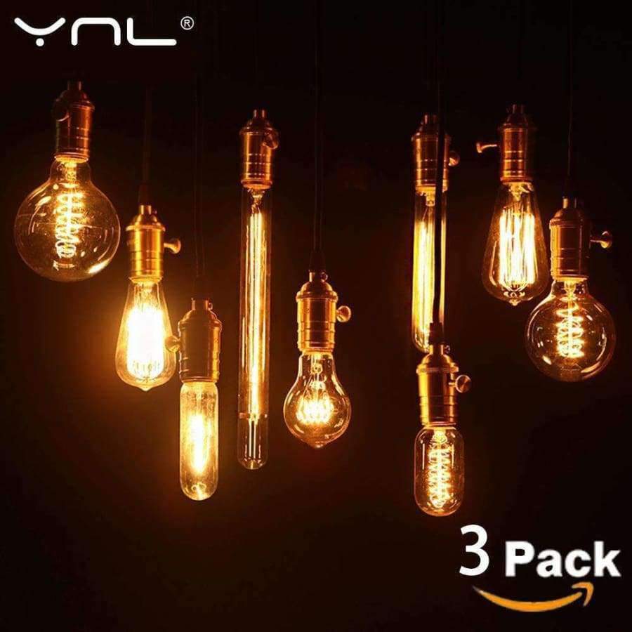 Planet Gates 3PCS/Lot Edison Bulb E27 220V 40W ST64 A19 T45 G80 G95 G125 Incandescent filament bulb lighting Retro Edison Light Bulb