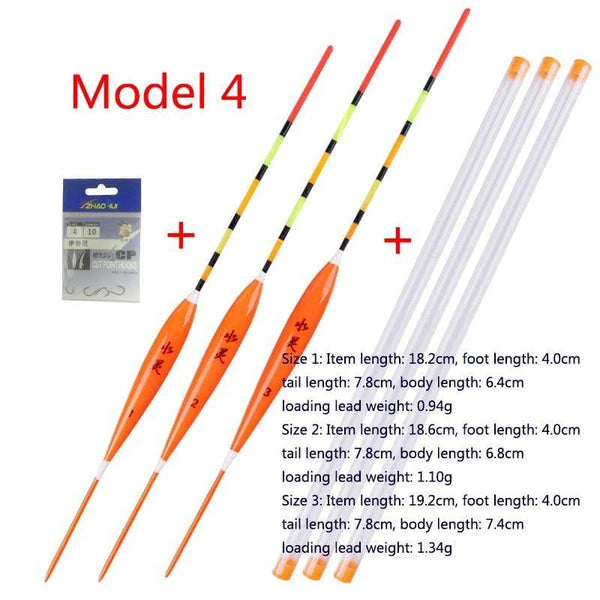 Planet Gates 3pcs/lot Shallow Water Fishing Floats Balsa Bobber+3pcs float tubes+1 Bag Fishing hooks Fresh Water Buoy Fishing Tackles Tools