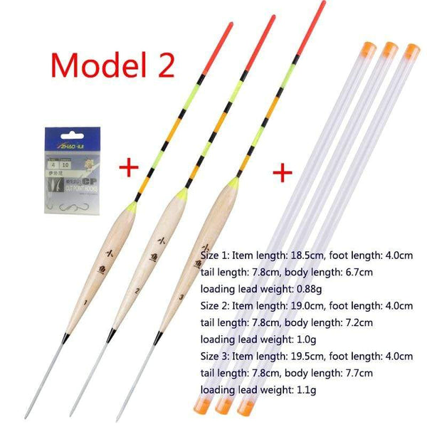 Planet Gates 3pcs/lot Shallow Water Fishing Floats Balsa Bobber+3pcs float tubes+1 Bag Fishing hooks Fresh Water Buoy Fishing Tackles Tools
