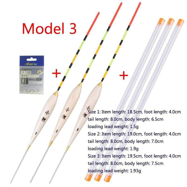 Planet Gates 3pcs/lot Shallow Water Fishing Floats Balsa Bobber+3pcs float tubes+1 Bag Fishing hooks Fresh Water Buoy Fishing Tackles Tools