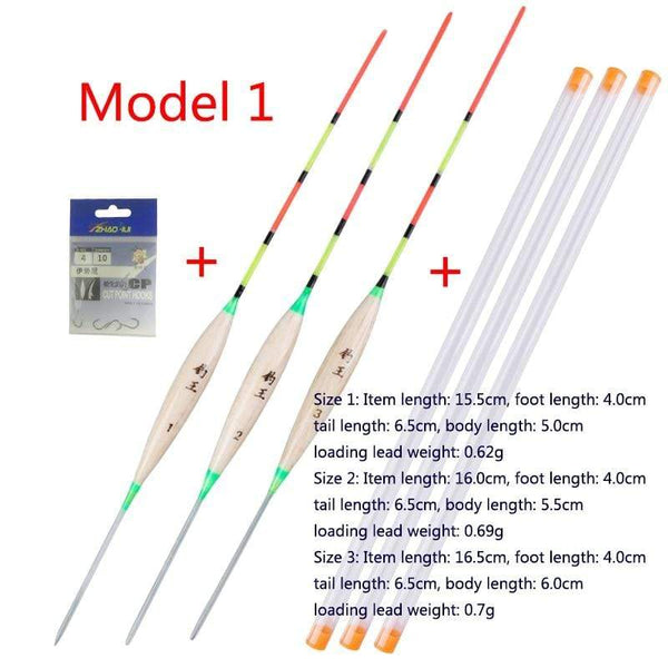 Planet Gates 3pcs/lot Shallow Water Fishing Floats Balsa Bobber+3pcs float tubes+1 Bag Fishing hooks Fresh Water Buoy Fishing Tackles Tools