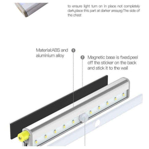 Planet Gates 3pcs Metal 10 LED Lamp Strip Stick-on Anywhere Portable Wireless Cabinet Sensor Night Light Bar with Magnetic Strip led light