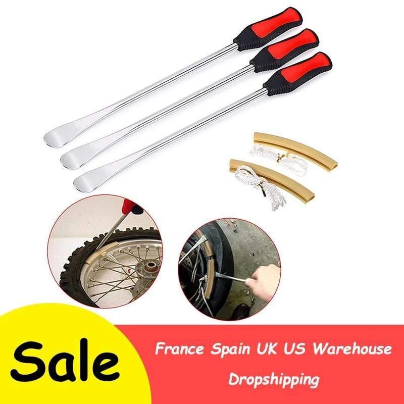 Planet Gates 3pcs Motorcycle Tire Repair Tools Tire Lever Tool Spoon Tire Iron Changing Rim w/2x Wheel Protector Kit Tire Changing Repair Kit