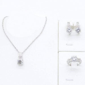 Planet Gates 3PCS No Bracelet / White / 8 925 Silver Jewelry Sets for Women Bracelet Necklace Pendant Ring Hoop Earrings Birthday Wedding Gift