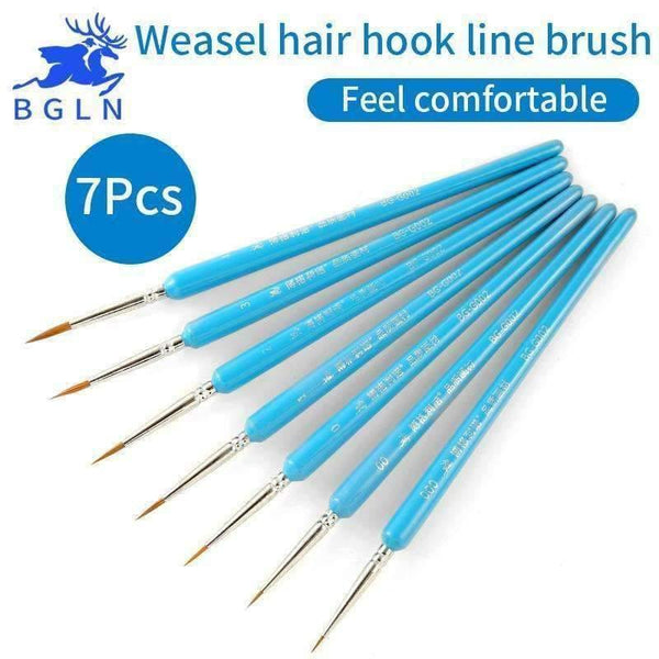 Planet Gates 3Pcs of 000  00  0 7 Pcs Blue Weasel Hair Hook Line PenFine Paint Brush Set Artist Gouche Watercolor Acrylic Oil Painting Brush Artist Supplies