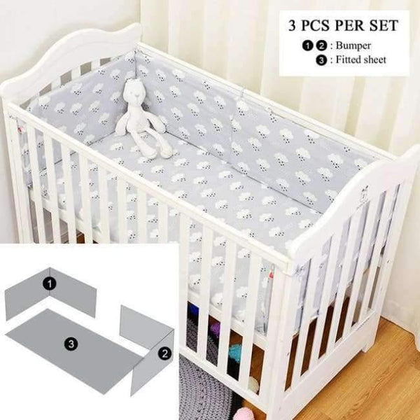 Planet Gates 3pcs raining clauds 1 Infant Baby Kids Cotton Nursery bedding Crib Bumper Bed Protector,Fashion Raining Bedding Set available 1-5pcs/set