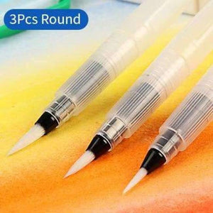 Planet Gates 3pcs round 3/6Pcs Large Capacity Barrel Water Paint Brush Set Different Shape Soft Calligraphy Painting Brush Drawing Pen Art Supplies