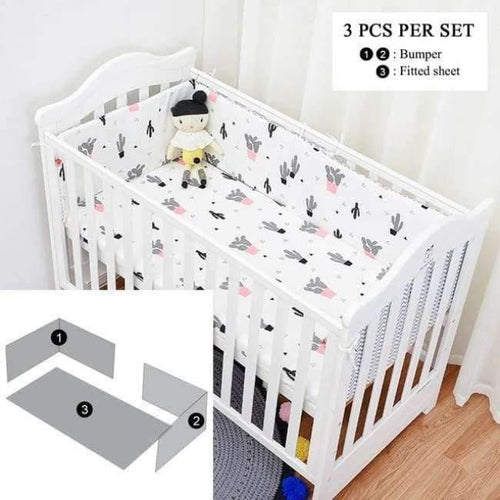Planet Gates 3pcs set catcus Lovely  Cactus Triangle Baby Gril Crib Bed Bumpers, Fashion Baby Bedding Set Girls Cotton Nursery bedding,130*70cm