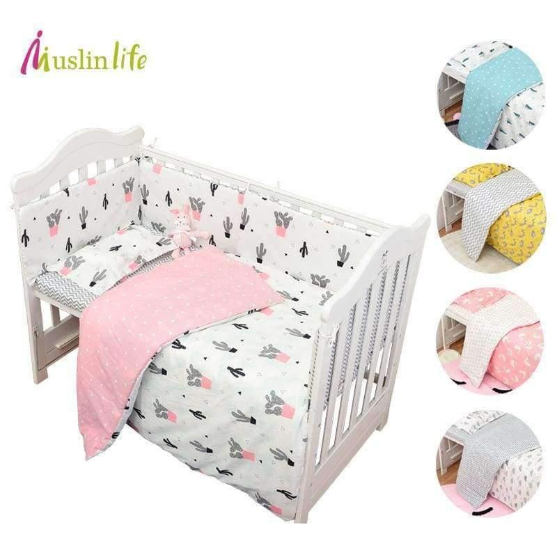 Planet Gates 3pcs/set Cotton Bedding Set, Fashion Cactus/Flamingo/Fox Pattered Cotton Crib Sets(Duvet Cover+ Pillowcase+Flatsheet)