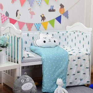 Planet Gates 3pcs/set Cotton Bedding Set, Fashion Cactus/Flamingo/Fox Pattered Cotton Crib Sets(Duvet Cover+ Pillowcase+Flatsheet)