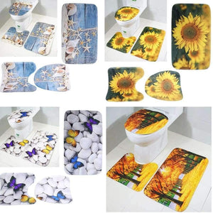 Planet Gates 3pcs/set New Pattern Bathroom Carpet Set Skidproof Anti Slip Pedestal Rug Lid Toilet Cover Bath Mat Bathroom Product