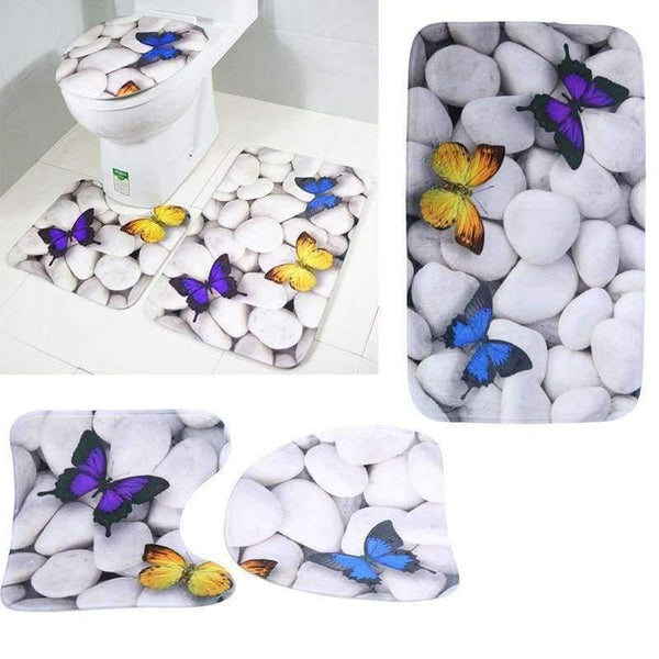 Planet Gates 3pcs/set New Pattern Bathroom Carpet Set Skidproof Anti Slip Pedestal Rug Lid Toilet Cover Bath Mat Bathroom Product