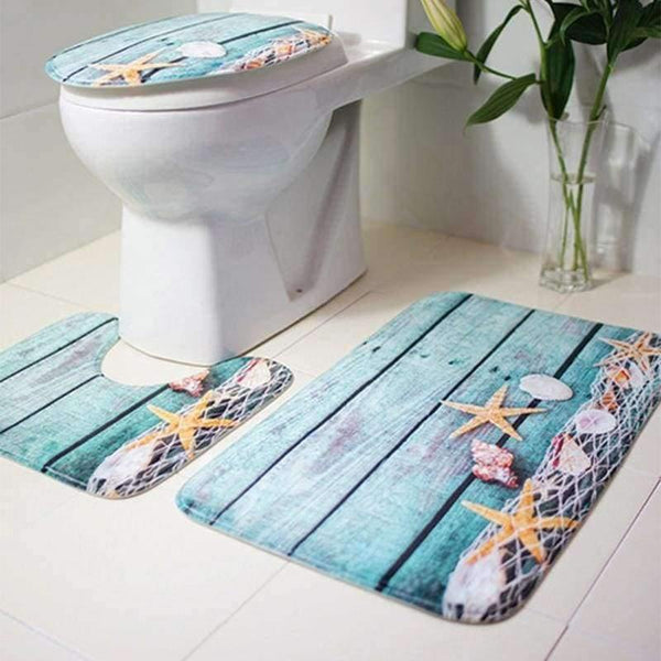 Planet Gates 3pcs/set New Pattern Bathroom Carpet Set Skidproof Anti Slip Pedestal Rug Lid Toilet Cover Bath Mat Bathroom Product