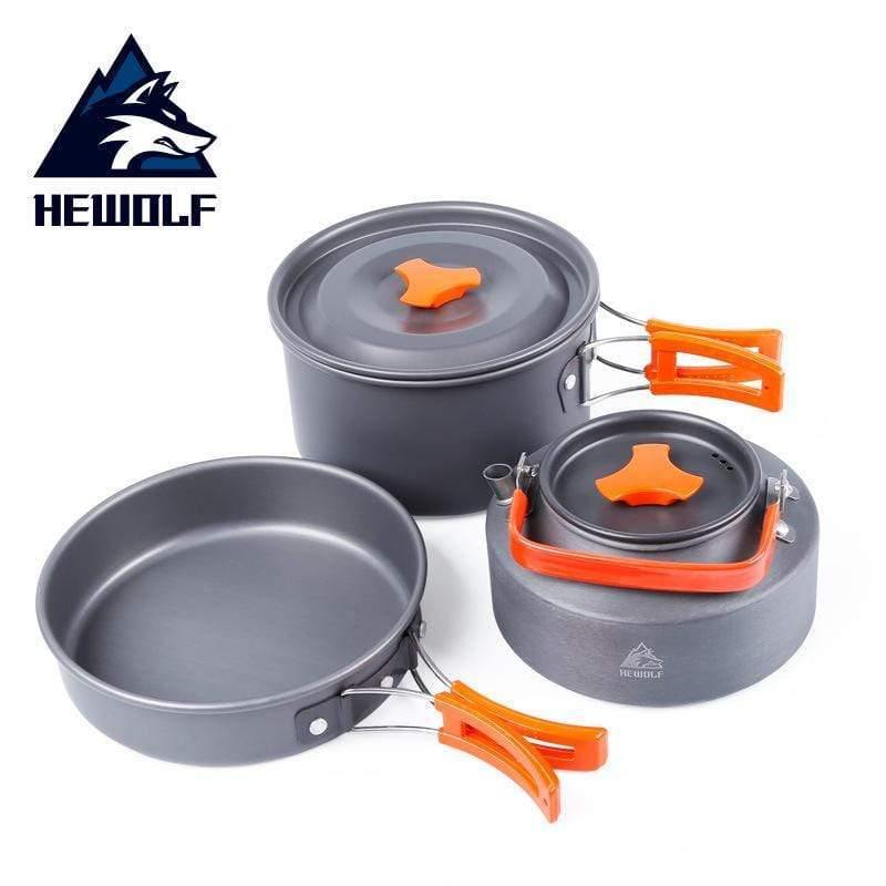 Planet Gates 3PCS/Set Portable Outdoor Cooking Cookware Aluminium Alloy Kettle Pot for 2-3 Person Camping Hunting Fishing Picnic