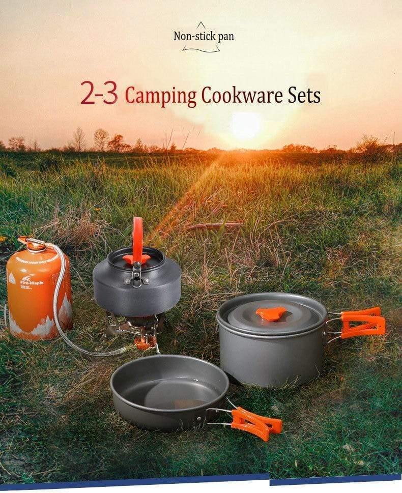 Planet Gates 3PCS/Set Portable Outdoor Cooking Cookware Aluminium Alloy Kettle Pot for 2-3 Person Camping Hunting Fishing Picnic