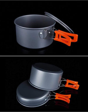 Planet Gates 3PCS/Set Portable Outdoor Cooking Cookware Aluminium Alloy Kettle Pot for 2-3 Person Camping Hunting Fishing Picnic