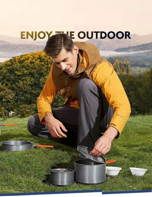 Planet Gates 3PCS/Set Portable Outdoor Cooking Cookware Aluminium Alloy Kettle Pot for 2-3 Person Camping Hunting Fishing Picnic