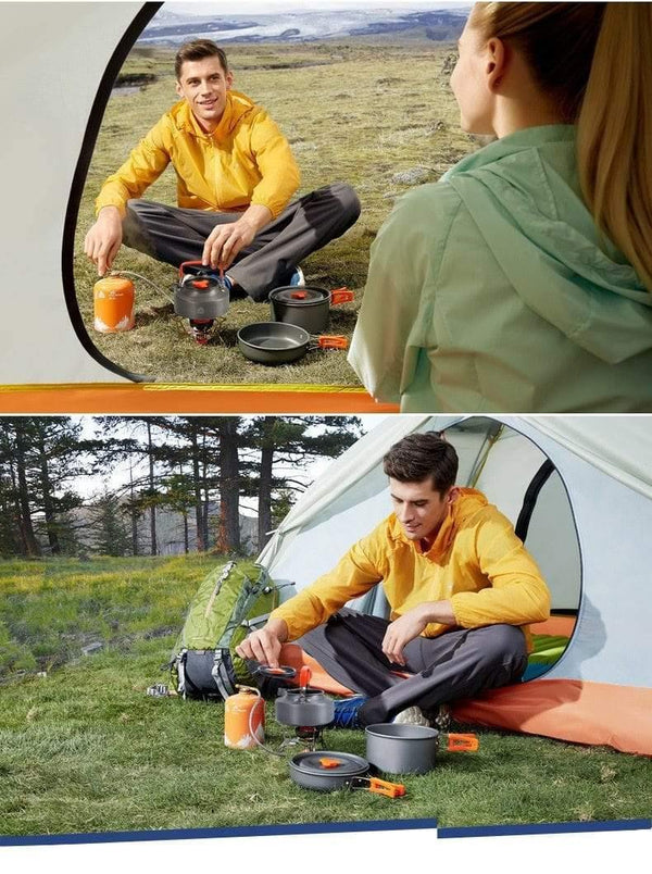 Planet Gates 3PCS/Set Portable Outdoor Cooking Cookware Aluminium Alloy Kettle Pot for 2-3 Person Camping Hunting Fishing Picnic