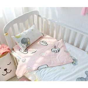 Planet Gates 3pcs set Pure Cotton Baby Bedding Set Elephant Pattern Baby Bed Linen For Girls Including Duvet Cover Pillowcase Flat Sheet