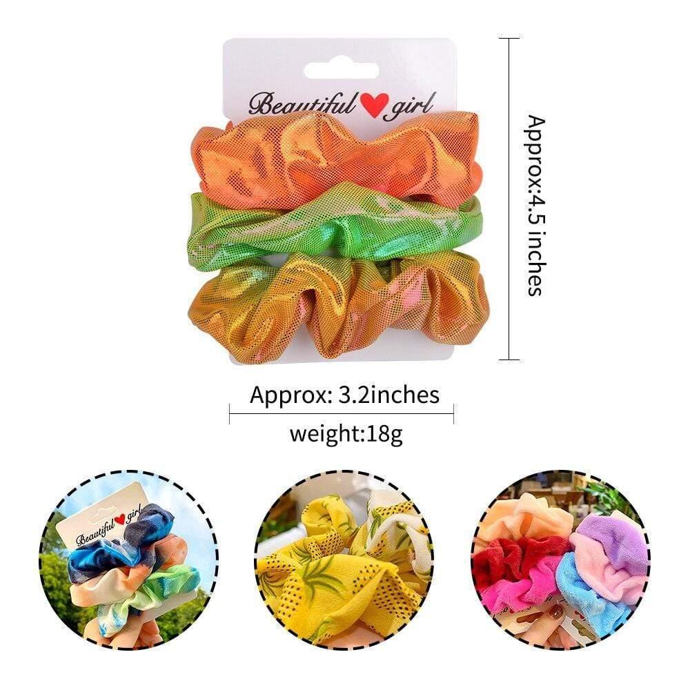 3Pcs/set Women Vintage Hair Scrunchies Velvet Scrunchie Set Elastic Hair Bands Girls Headband Ponytail Hair Rope Hair Accessorie