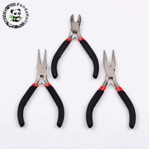 Planet Gates 3pcs Stainless Steel Black Needle Nose Pliers Set Hand Tool For Jewelry Making DIY