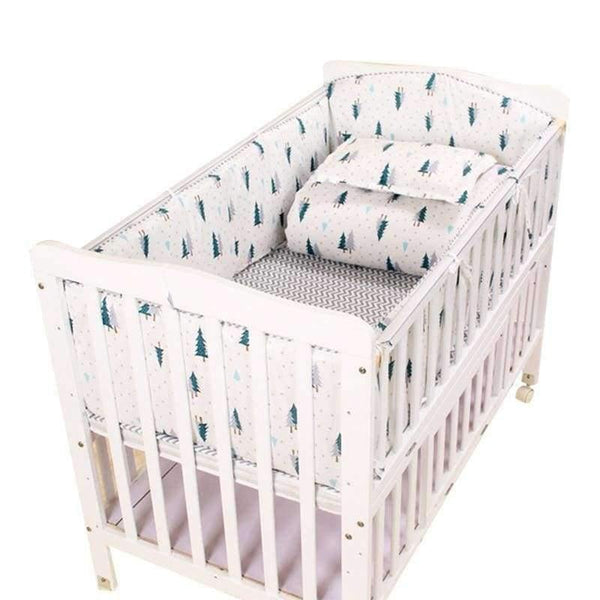 Planet Gates 3pcs to 7 pcs Cotton Baby Bedding Set Green Tree Design Cotton Baby Bed Linens Baby Cot Bumper