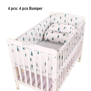 Planet Gates 3pcs to 7 pcs Cotton Baby Bedding Set Green Tree Design Cotton Baby Bed Linens Baby Cot Bumper
