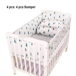 Planet Gates 3pcs to 7 pcs Cotton Baby Bedding Set Green Tree Design Cotton Baby Bed Linens Baby Cot Bumper