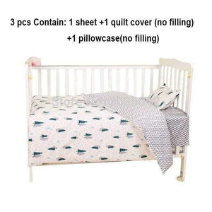 Planet Gates 3pcs to 7 pcs Cotton Baby Bedding Set Green Tree Design Cotton Baby Bed Linens Baby Cot Bumper