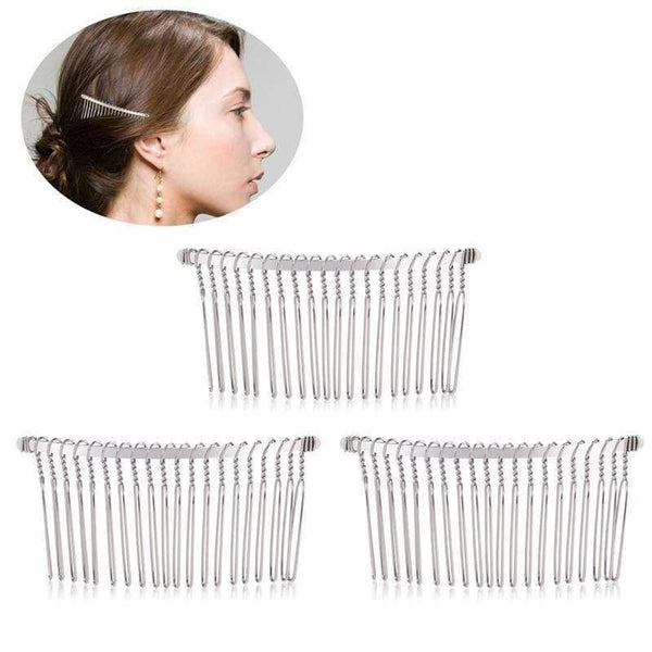 Planet Gates 3pcs Women Beauty Hair Care 7.8cm Fancy DIY Metal Wire Styling Tool Hair Clip Combs Bridal Wedding Veil Combs Silver