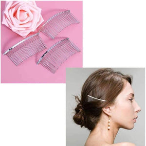 Planet Gates 3pcs Women Beauty Hair Care 7.8cm Fancy DIY Metal Wire Styling Tool Hair Clip Combs Bridal Wedding Veil Combs Silver